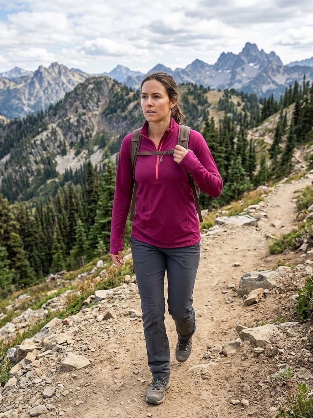 Patagonia Women’s XL Capilene Lightweight 1/2 Zip Baselayer Hiking Berry